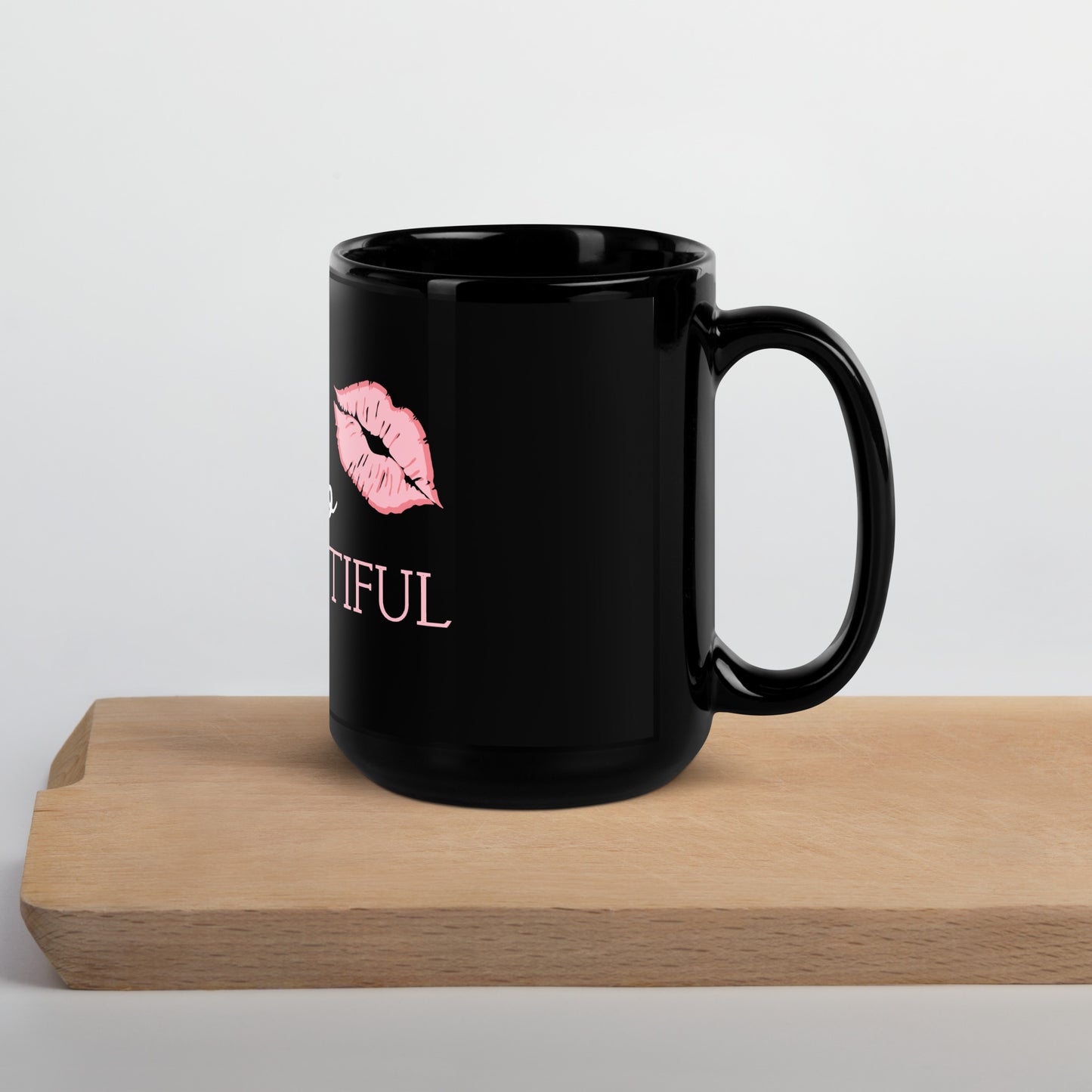 Hello Beautiful Black Glossy Mug