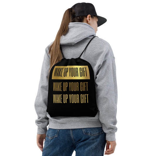 Wake Up Your Gift Drawstring bag