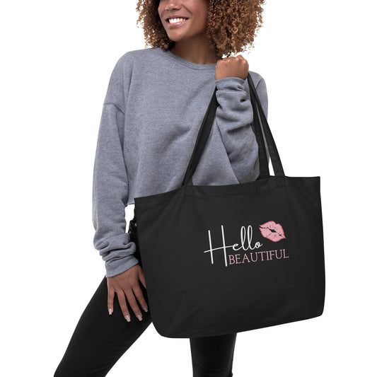Hello Beautiful Large organic tote bag