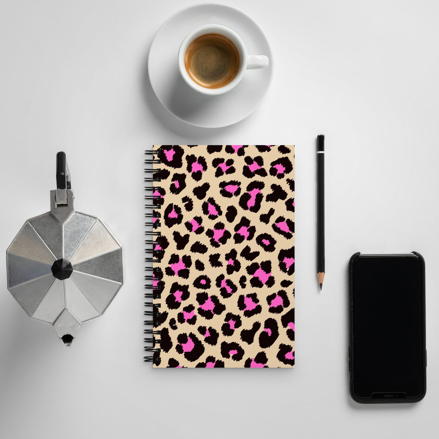 Gold and Pink Leopard Spiral notebook